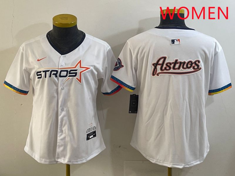 Women Houston Astros Blank White Fourth generation Joint Name 2025 Nike MLB Jersey style 13->women mlb jersey->Women Jersey
